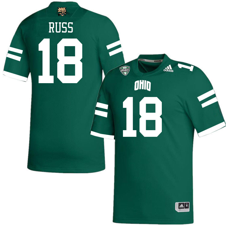 Ohio Bobcats #18 Bailey Russ College Football Jerseys Stitched-Green